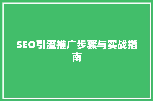 SEO引流推广步骤与实战指南