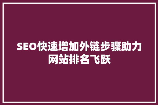 SEO快速增加外链步骤助力网站排名飞跃
