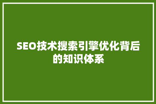 SEO技术搜索引擎优化背后的知识体系