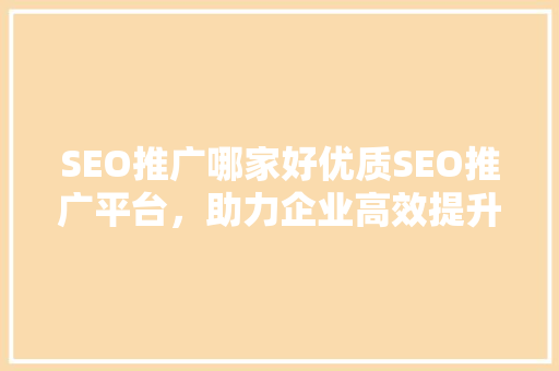 SEO推广哪家好优质SEO推广平台，助力企业高效提升品牌影响力 服务器/数据库