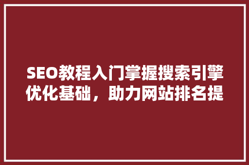 SEO教程入门掌握搜索引擎优化基础，助力网站排名提升