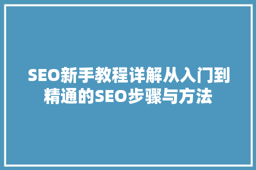 SEO新手教程详解从入门到精通的SEO步骤与方法