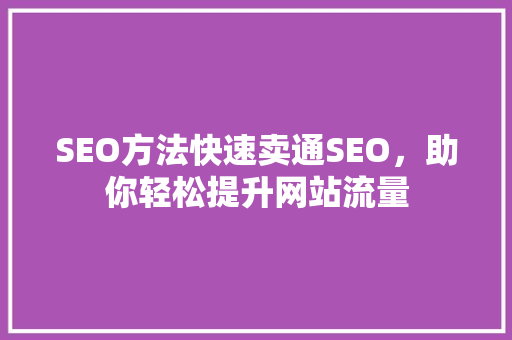 SEO方法快速卖通SEO，助你轻松提升网站流量