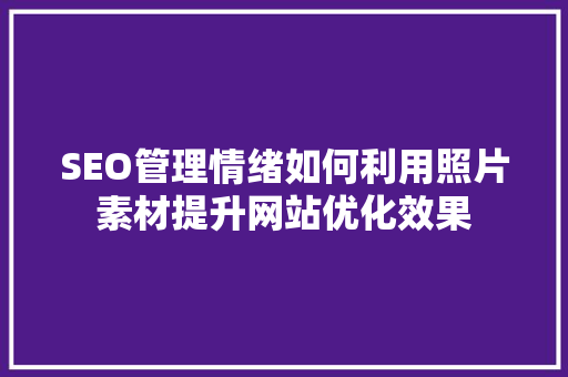 SEO管理情绪如何利用照片素材提升网站优化效果