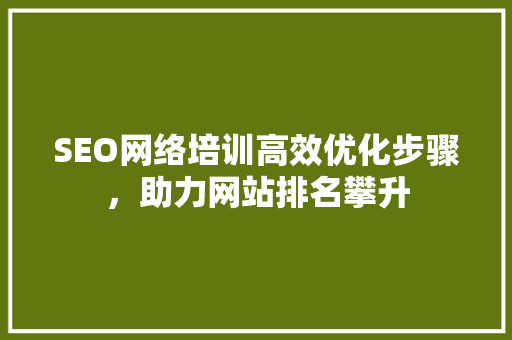 SEO网络培训高效优化步骤，助力网站排名攀升 友链在线