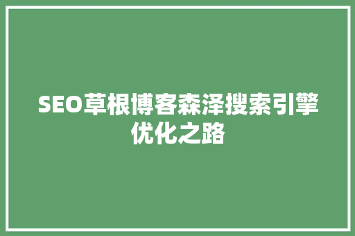 SEO草根博客森泽搜索引擎优化之路