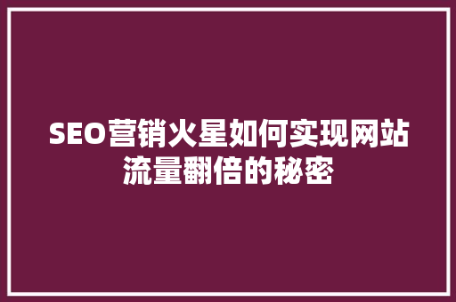 SEO营销火星如何实现网站流量翻倍的秘密