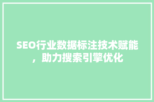 SEO行业数据标注技术赋能，助力搜索引擎优化