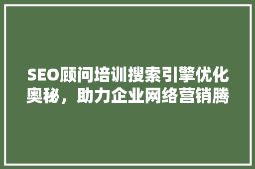 SEO顾问培训搜索引擎优化奥秘，助力企业网络营销腾飞