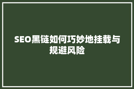 SEO黑链如何巧妙地挂载与规避风险