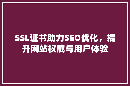 SSL证书助力SEO优化，提升网站权威与用户体验