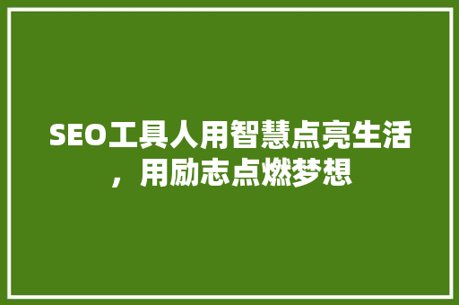 SEO工具人用智慧点亮生活，用励志点燃梦想