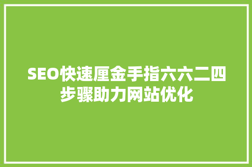 SEO快速厘金手指六六二四步骤助力网站优化