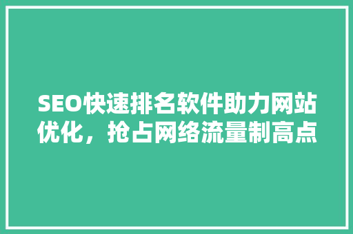 SEO快速排名软件助力网站优化，抢占网络流量制高点