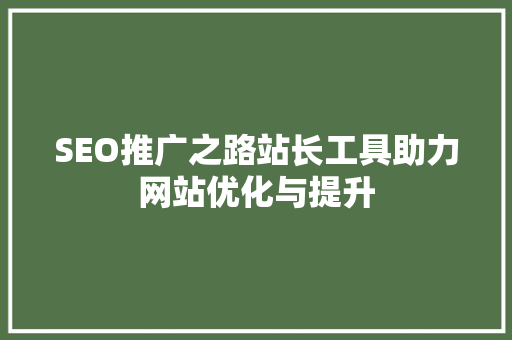 SEO推广之路站长工具助力网站优化与提升