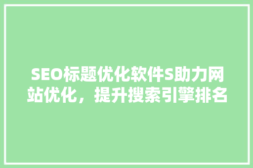 SEO标题优化软件S助力网站优化，提升搜索引擎排名
