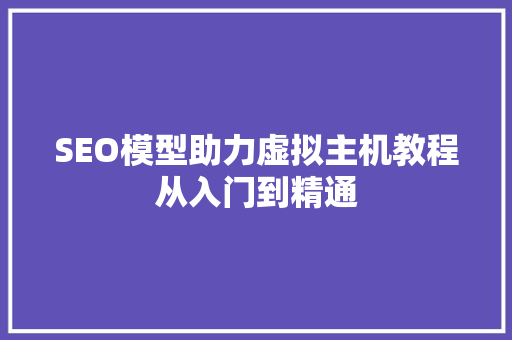 SEO模型助力虚拟主机教程从入门到精通