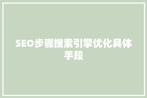 SEO步骤搜索引擎优化具体手段