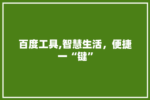 百度工具,智慧生活，便捷一“键” 百度工具,智慧生活，便捷一“键” Web前端