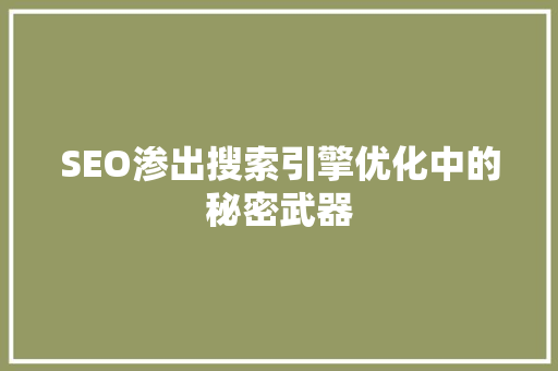 SEO渗出搜索引擎优化中的秘密武器