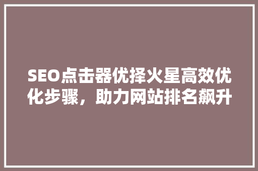 SEO点击器优择火星高效优化步骤，助力网站排名飙升