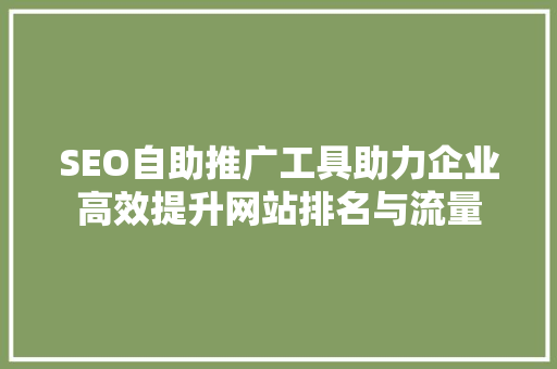 SEO自助推广工具助力企业高效提升网站排名与流量