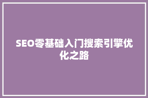SEO零基础入门搜索引擎优化之路