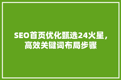 SEO首页优化甄选24火星，高效关键词布局步骤