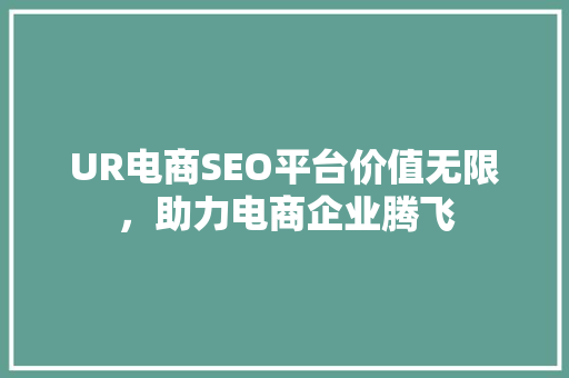 UR电商SEO平台价值无限，助力电商企业腾飞