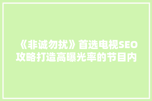 《非诚勿扰》首选电视SEO攻略打造高曝光率的节目内容