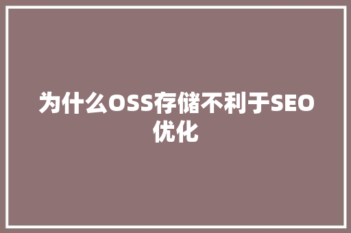 为什么OSS存储不利于SEO优化