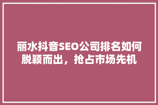 丽水抖音SEO公司排名如何脱颖而出，抢占市场先机