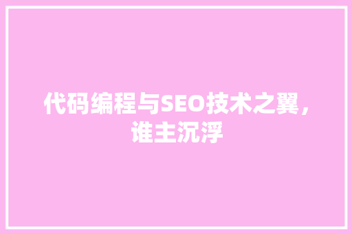 代码编程与SEO技术之翼，谁主沉浮