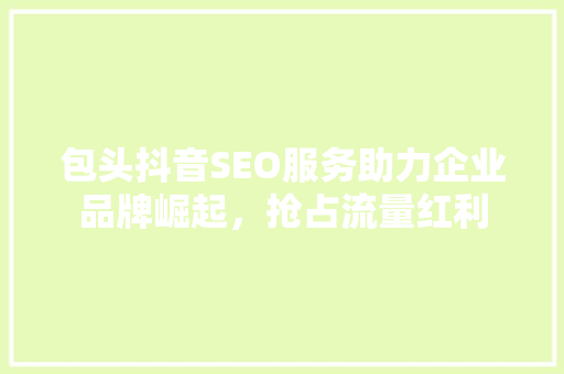 包头抖音SEO服务助力企业品牌崛起，抢占流量红利