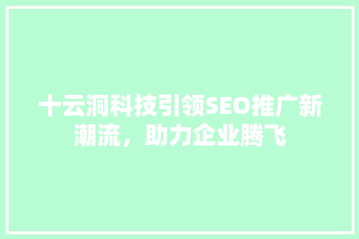 十云洞科技引领SEO推广新潮流，助力企业腾飞