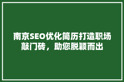 南京SEO优化简历打造职场敲门砖，助您脱颖而出