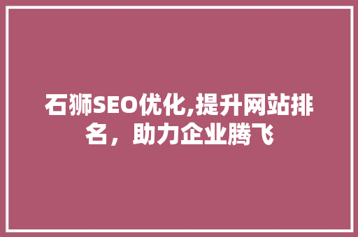 石狮SEO优化,提升网站排名，助力企业腾飞