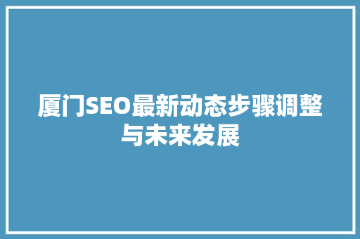厦门SEO最新动态步骤调整与未来发展