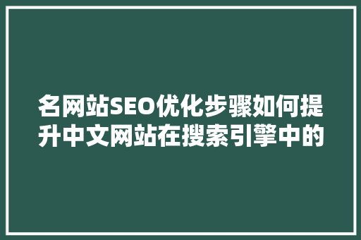 名网站SEO优化步骤如何提升中文网站在搜索引擎中的排名