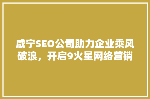 咸宁SEO公司助力企业乘风破浪，开启9火星网络营销新篇章