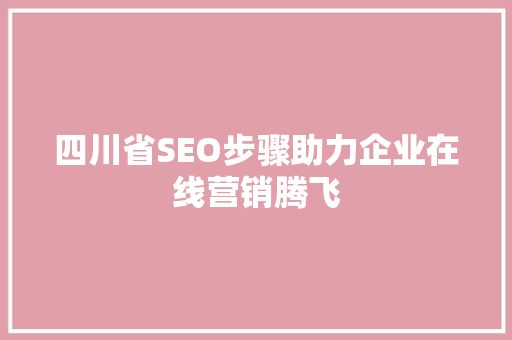 四川省SEO步骤助力企业在线营销腾飞
