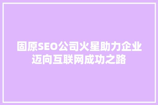 固原SEO公司火星助力企业迈向互联网成功之路