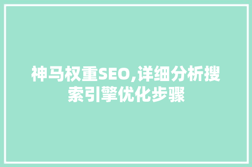 神马权重SEO,详细分析搜索引擎优化步骤