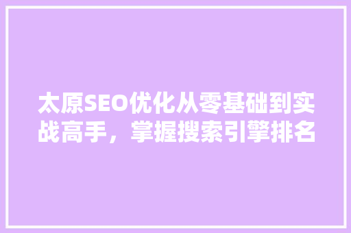 太原SEO优化从零基础到实战高手，掌握搜索引擎排名方法