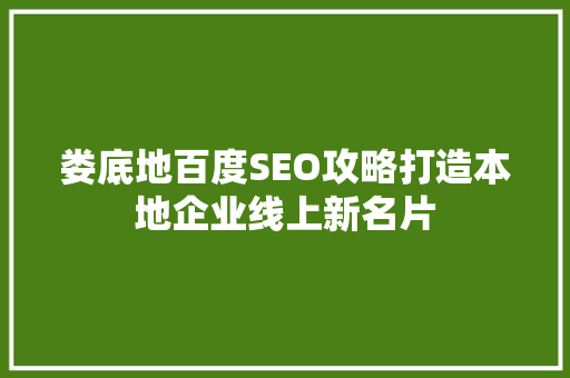 娄底地百度SEO攻略打造本地企业线上新名片