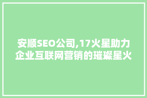 安顺SEO公司,17火星助力企业互联网营销的璀璨星火