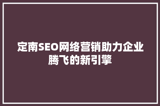 定南SEO网络营销助力企业腾飞的新引擎