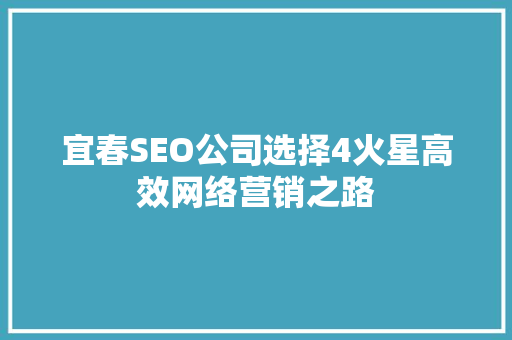 宜春SEO公司选择4火星高效网络营销之路 WordPress教程