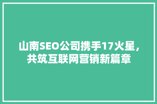 山南SEO公司携手17火星，共筑互联网营销新篇章