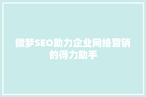 微梦SEO助力企业网络营销的得力助手